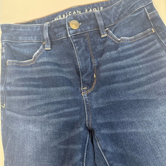 American Eagle Outfitters Women's Dark Blue high Rise Skinny Jeans Jeggings - Picture 2 of 9